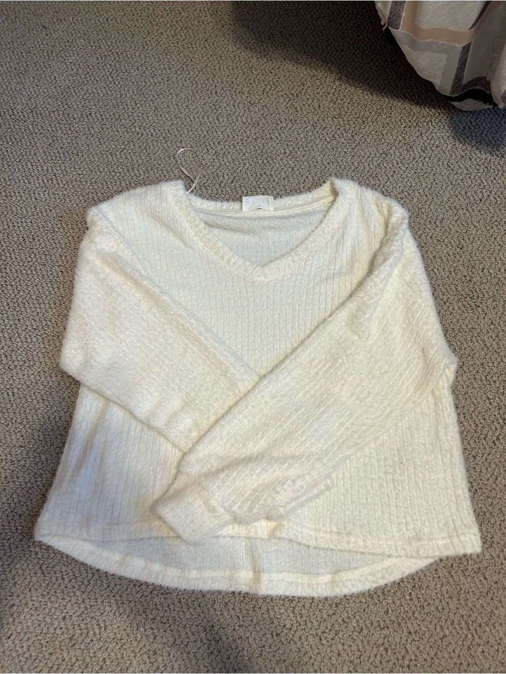 Cozy V-Neck Women's Sweater, Headband, Pants 3 Piece Set - Cream